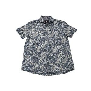 Rock & Roll Soul Hard Rock Men's Size S Blue Paisley Short Sleeve Button‎ Down